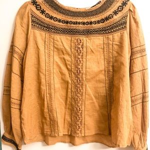 Zara Embroidered Mustard Top